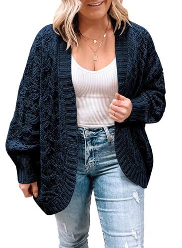 Image of Eytino Womens Plus Size Crochet Cardigan Sweater Long Sleeve Hollow Out Open Front Cardigans Outwear(1X-5X)