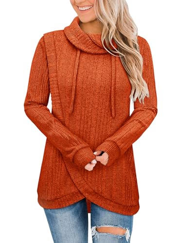 Image of Bulotus Tunic Sweaters for Women 2025 Turtleneck Sweater Pullover Lightweight Warm Tunic Tops for Leggings Loose Fit
