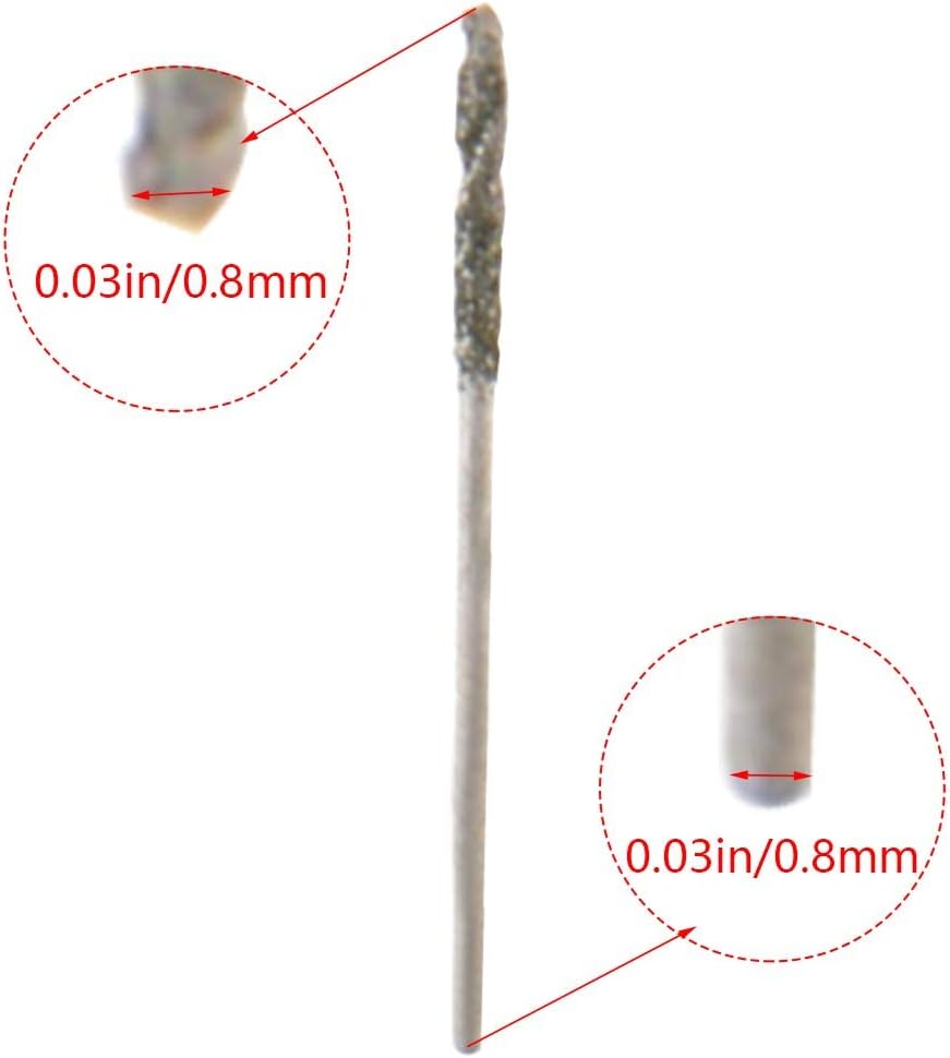 Auniwaig 5PCS 0.03-Inch Diamond Twist Drill Bits 0.8mm High Speed Steel HSS for Glass Sea Shells Stone