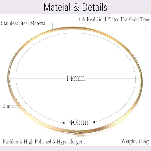 Sanfenly Choker Collar for Women 14K Gold Plated Stainless Steel Metal Collar Choker Necklace Statement Bangle Necklace for Women by Sanfenly - Used condition - Image 6