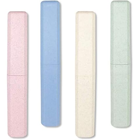 Mulbozy 4 Packs Portable Travel Toothbrush Case, Breathable Plastic Toothbrush Holder for Home, Travel, Business, Camping, School Cover