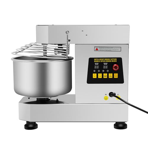 10.5QT Commercial Dough Mixer, 750W Rotating Food Mixer Machine for Making Bread & Pizza, Dough Kneading Machine with Food-Grade Stainless Steel Bowl & Security Shield, Face-up Touch Panel