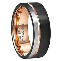8mm Black Rose Gold Tungsten
