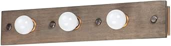 Maxim 25243WWDAB Plank Bath Vanity Lighting, 3-Light 180 Watts, 6"H x 30"W, Weathered Wood/Antique Brass