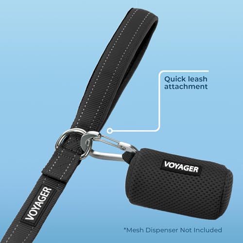 Voyager Reflective Dog Leash with Neoprene Handle, 5ft Long, Supports Small, Medium, and Large Breed Puppies, Cute and Heavy Duty for Walking, Running, and Training – Black (Leash), S Voyager Reflective Dog Leash with Neoprene Handle, 5ft Long, Supports Small, Medium, and Large Breed Puppies, Cute and Heavy Duty for Walking, Running, and Training – Black (Leash), S
