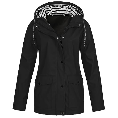 KOG Regenjacke Damen Wasserdicht Übergangsjacke Regenmantel Windbreaker...