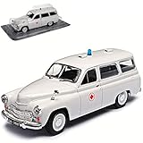 Aus Metall mit Plastikteilen. Warszawa 202A Ambulance Krankenwagen Weiss Kombi Rotes Kreuz 1/43 Modellcarsonline Modell Auto mit individiuellem Wunschkennzeichen