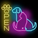 Veterinary Open Neon Sign, Pet Lover Wall Art, Dog Cat Led Sign Home Wall Decor, Pet Shop Open Neon Sign,Pet Salon Grooming Sign,Pet Spa Decor,Pet Stores and Animal Clinics Neon Wall Signs
