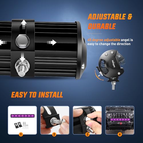 Image of Nilight 20 Inch LED Light Bar 420 W Purple | Triple Row Design, Flood Spot Combo Beam Off Road Driving Decoration Neon Hunting Lighting for UTV Pick-up Van Boat Tractor