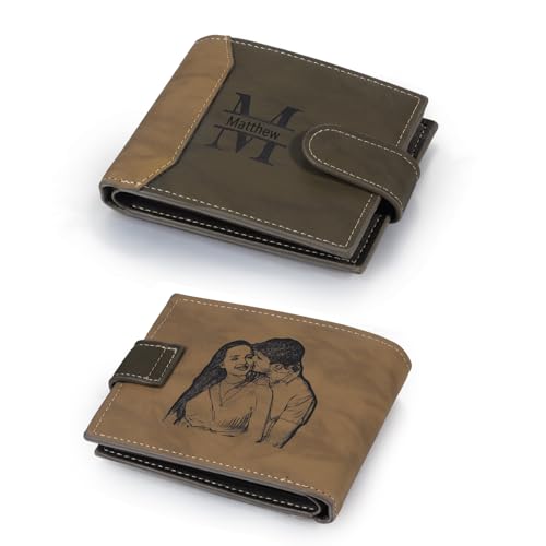 Custom Photo & Name Initials Wallets for Men, Personalized Customized Gifts Wallet for Boyfriend Father's Day (Style 6)
