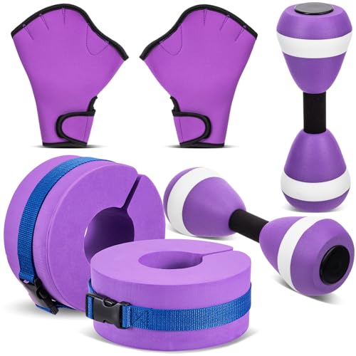 Hungdao 5 Pcs Water Aerobics Equipment Pool Exercise Foam Set, Purple