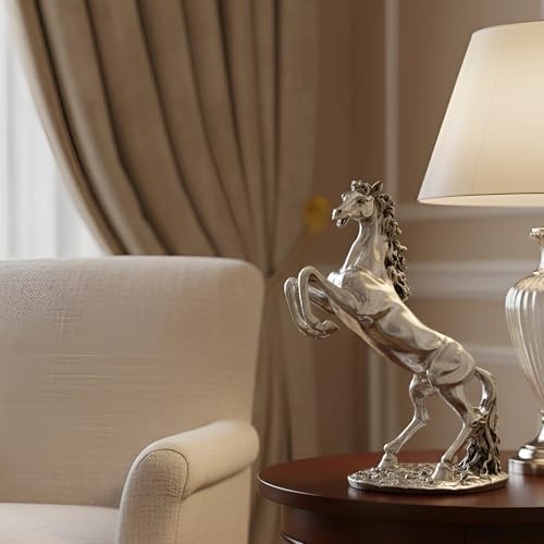 Image of 999 Pure Silver Plated Rearing Horse Statue | Triumphant Vastu Showpiece for Success, Power & Progress | Elegant Standing Horse Idol for Home Decor