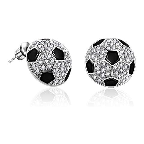 lureme CZ Rhodium Plated Basketball Football Volleyball Soccer Baseball Sports Studs Earrings for Women (er006282-3) Soccer Cover