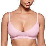 INLYRIC Women's Inbarely Soft Scoop Bralettes No Padding Cami Bras Unlined No Underwire Comfort Sleep Bralette Pullover Sweet Pink Medium