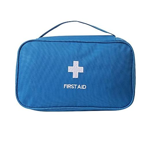 Första hjälpen-kit första hjälpen-kit, bil medicinsk första hjälpen-kit, vattentät utomhusresväska, livräddningskit, tom väska (färg: blå)