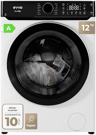 EVVO Lavadora Carga Frontal NOVA Q12 - Lavadora 12Kg, Motor Inver...