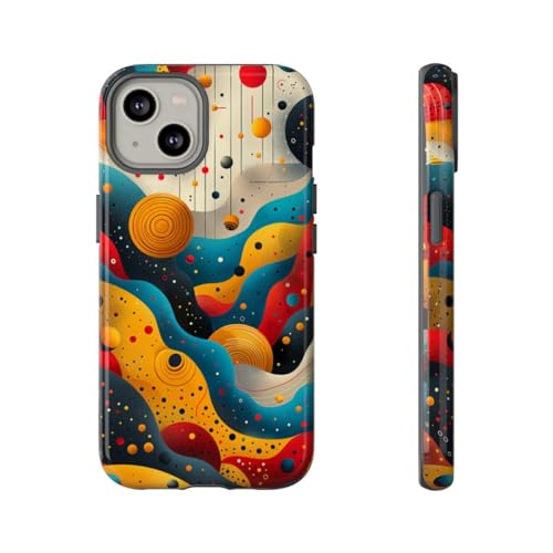 Coque iPhone 14 vagues cosmiques abstraites jaune pour votre quotidien style