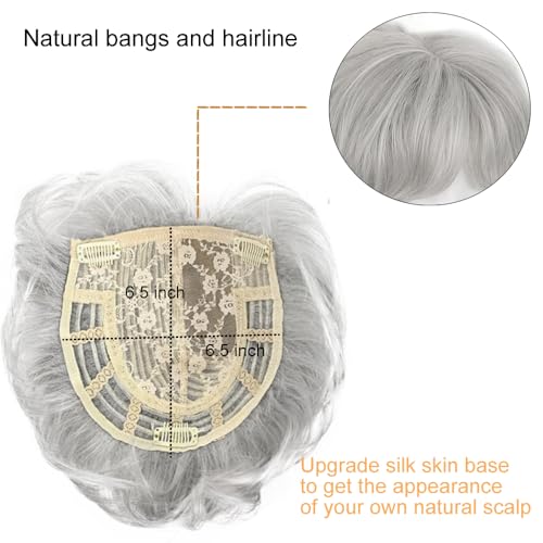Image of PORSMEER Hair Toppers for Women Short Pixie Cut Pieces for Women with Thinning (Silver White)