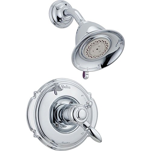 Delta Faucet Victorian 17 Series Dual-Function Shower Trim Kit with 2-Spray Touch-Clean Shower Head, Chrome T17255 (Valve Not Included)