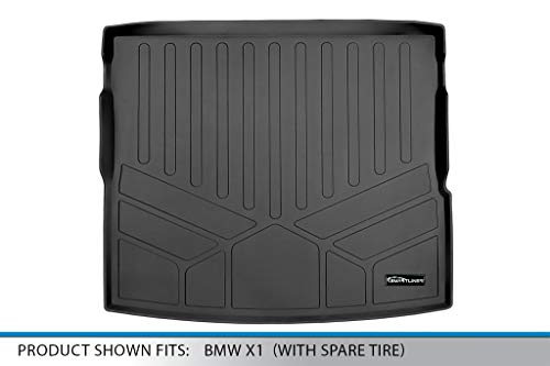 Smartliner All Weather Custom Fit Cargo Liner Trunk Floor Mat Black Compatible With 2016-2022 Bmw X1 Cargo Fits Without Spare Tire #TOP2