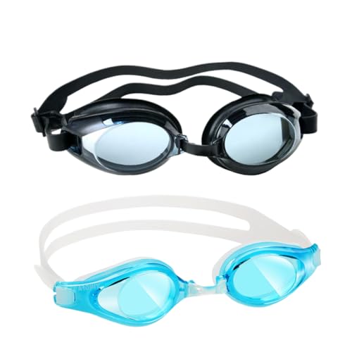 Kids Swimming Goggles, Anti-Fog UV Protection, Ages 3-16, Black & Blue