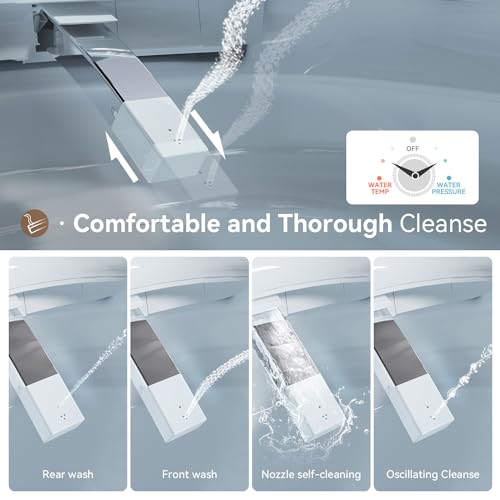 Uncle Brown Smart Toilet with Bidet Built-in,Bidet toilet with Instant Warm Water Wash and Elongated Heated Toilet Seat, Smart Toilets for Bathrooms with Auto Flush,Night Light,Digital Display,Remote - Thumbnail 4