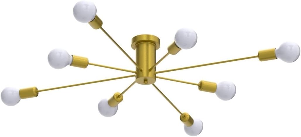Garwarm 8-Light Sputnik Ceiling Light Modern Semi Flush Mount Ceiling Light Mid Century Gold Chandelier Pendant Lighting for Kitchen Dining Room Bedroom