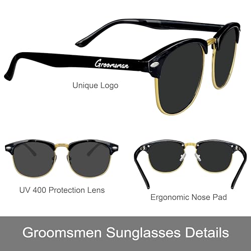 PartyGifts&beyond 7 Pcs Groomsmen Sunglasses, Bachelor Party Favors, Groomsmen Proposal Gifts For Team Groom,Groom Squad4