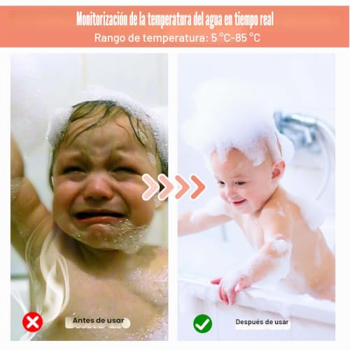 Miniatura 6 de Baifulai Termómetro Digital Led De Baño Y Bañera, 5 85 , Flujo De Agua En Tiempo Real Con Pantalla Giratoria De 360 , Termómetro Para Bebé Y Ducha