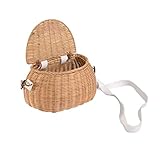 Artibetter Bolso Estilo Moda Regalo Bicicleta Bolso Cruzado Vintage Cesta Niñas para Bolso Mimbre Mujer Casual Chica Bolsos Tropical Mensajero Compras Cartera Tejida Cruz Rústica Playa Paja