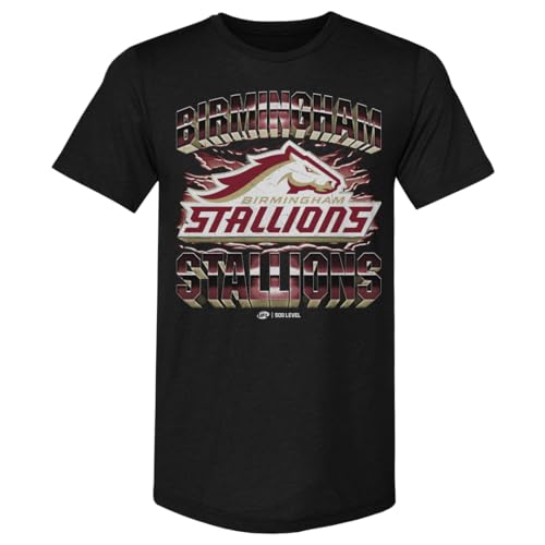 500 LEVEL Birmingham Stallions Vintage Men's Premium T-Shirt (Tri Black, X-Large)