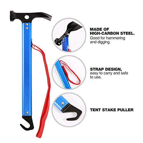 REDCAMP Aluminum Camping Hammer with Hook, 12" Lightweight Multi-Functional Tent Stake Hammer, Portable Camp Stake Mallet, Blue - Image 5