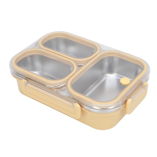 RASTKY Calentable Hermética Dividida de Acero Inoxidable para Estudiantes y Personal de Oficina de 1,2 Litros de Capacidad (YELLOW)
