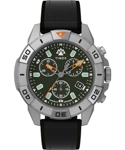 Chronographe Timex Ridge Chrono montre homme en quartz avec un bracelet en cuir véritable élégant