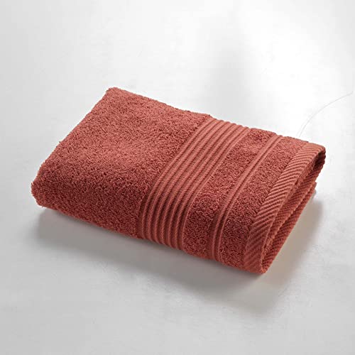 Douceur d'Intérieur - Douceur d'Intérieur, Serviette de Toilette (50 x 90 cm) Tendresse Terracotta, Eponge Unie 100% Coton - -34%