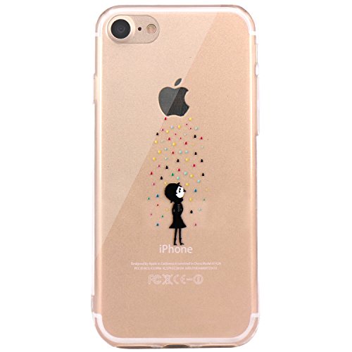 JAHOLAN iPhone 7 Case, iPhone 8 Case Amusing Whimsical Design Clear Bumper TPU Soft Case Rubber Silicone Cover for iPhone 7 iPhone 8 - Color Rain
