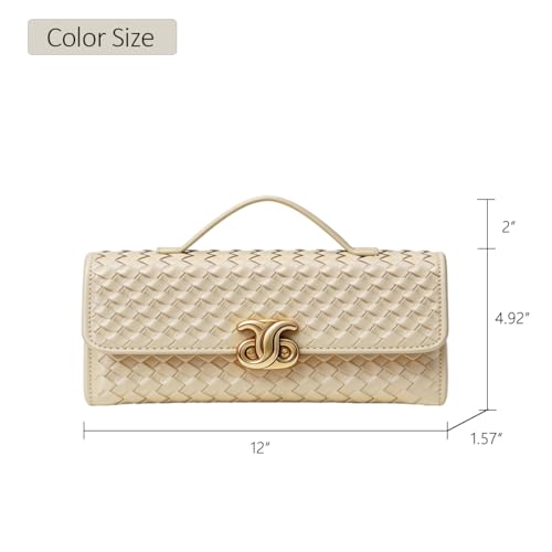 Image of JYG Woven Handbag for Women Fashion Evening Shoulder Bag PU Leather Handmade Clutch Purse Casual Crossbody Bags 2024