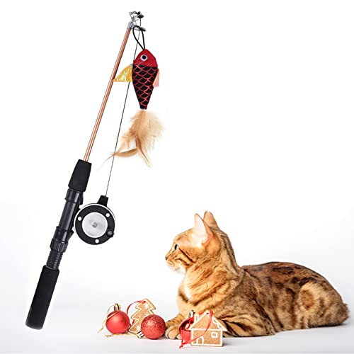 SLE Juguete de Pesca Interactivo para Gatos,caña de Pescar interactiva retráctil para Gatos,Juguete de caña de Pescar para Gatos. (1PCS) Cover