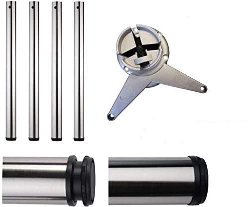 Juego de 4 höhenverstellbarer stützfüße acabado en acero inoxidable 705 mm + 50 mm Tubo Redondo De 60 Mm De Diámetro – Pie para muebles mueble o mesa pies