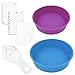 Silikonowa forma do ciasta, okrągła forma do pieczenia Sonku, 20 cm i 15 cm, nieprzywierające narzędzie do pieczenia zestaw 2 sztuk, z 1 separatorem do jajek i 3 skrobaczkami do ciast, niebieska i fioletowa