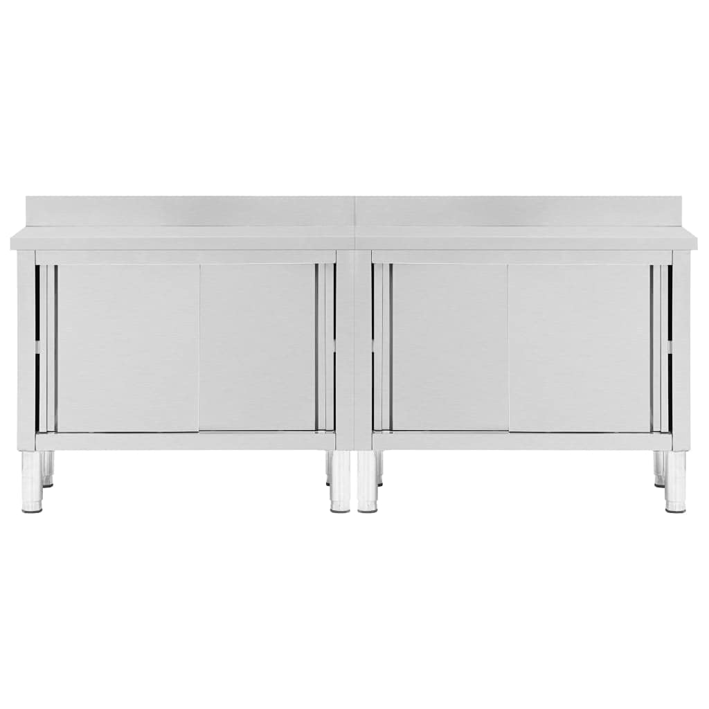 Armoire de travail en acier inoxydable 240 cm avec portes