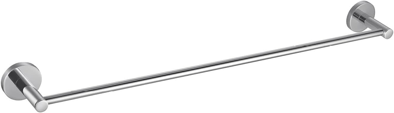 Kibi Circular 24-Inch Bathroom Towel Bar – Wall-Mounted, Solid Brass Metal Construction, Modern Space-Saving Design, Rust-Resistant, Premium Bath Accessory for Towels & Hand Towels (Chrome, KBA1404)