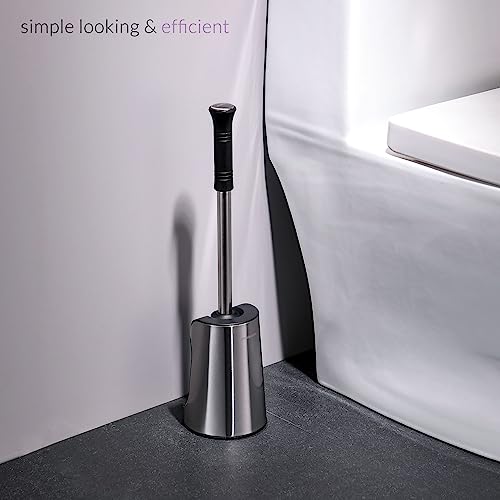 Image of simpletome Toilet Brush with Quick Dry Holder, More Efficient Bristles, Stainless Steel+ABS (Nylon Bristles,Black)