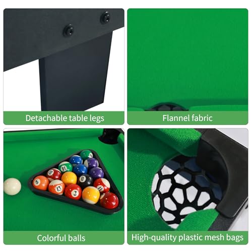 36 inch Mini Pool Table, Portable Pool Arcade Game Table for Living Room, Equipped with Cue Sticks, Chalk, Brush and Tripod, Perfect for Home Entertainment - Thumbnail 5
