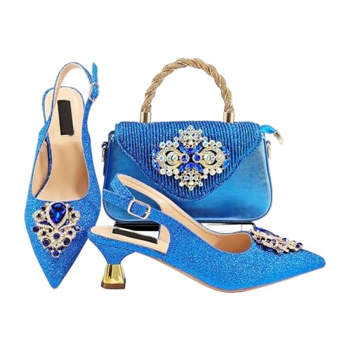 Women Shoes And Bag Set African Lady Sandals Wedding Pointed Toe High Heel Shoes and Bag Set