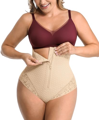 Image of SHAPELLX Tummy Control Thong Shapewear for Women Shaping Thong Body Shaper | Hook Zipper Closure, High Waist, AirSlim, back support, anti-slip, no dig, Faja Panty, under dress, no panty lines, Polka Dot