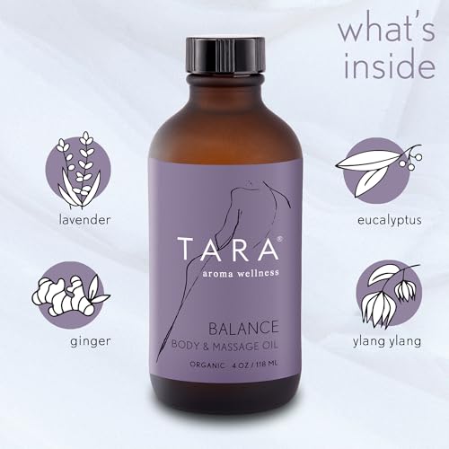 Image of TARA Spa Therapy Balance Massage Oil - Premium Organic Oil for Relaxation & Stress Relief, 100% Pure Essential Oils, Ylang Ylang, Orange & Vetiver, 4 oz