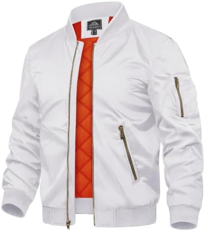 TACVASEN Herren Übergangsjacke Bomberjacke College Jacke Fliegerjacke Basic Freizeitjacke mit Reißverschlusstaschen