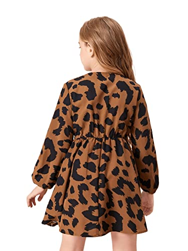SOLY HUX Girl's Allover Print Surplice V Neck Bishop Long Sleeve High Waist Dress2