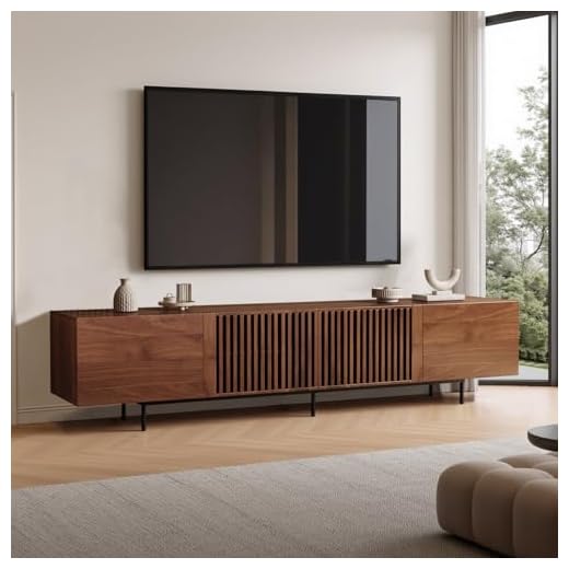 Moderner 75-Zoll TV Schrank in Walnuss